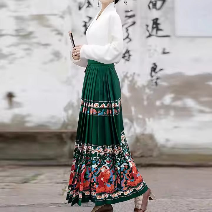 Wholesale Women Clothing Dress Horse Faced Skirts Chinese Style Red Half Skirts With Chinese Style
