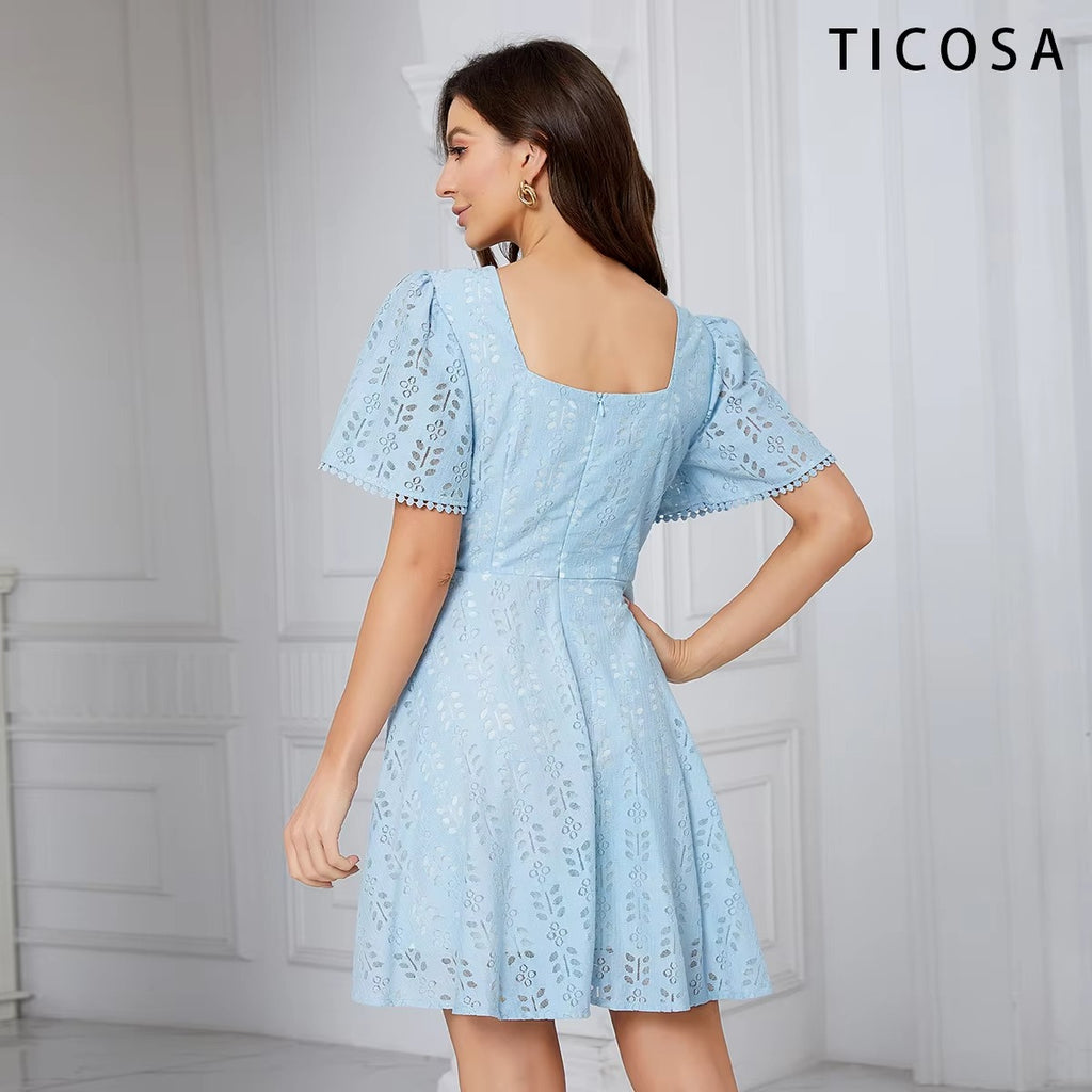 TICOSA Party Dress Sexy Evening Women's Club Dress Plus Size Latest Western Pattern Ladies Evening Lace Dress