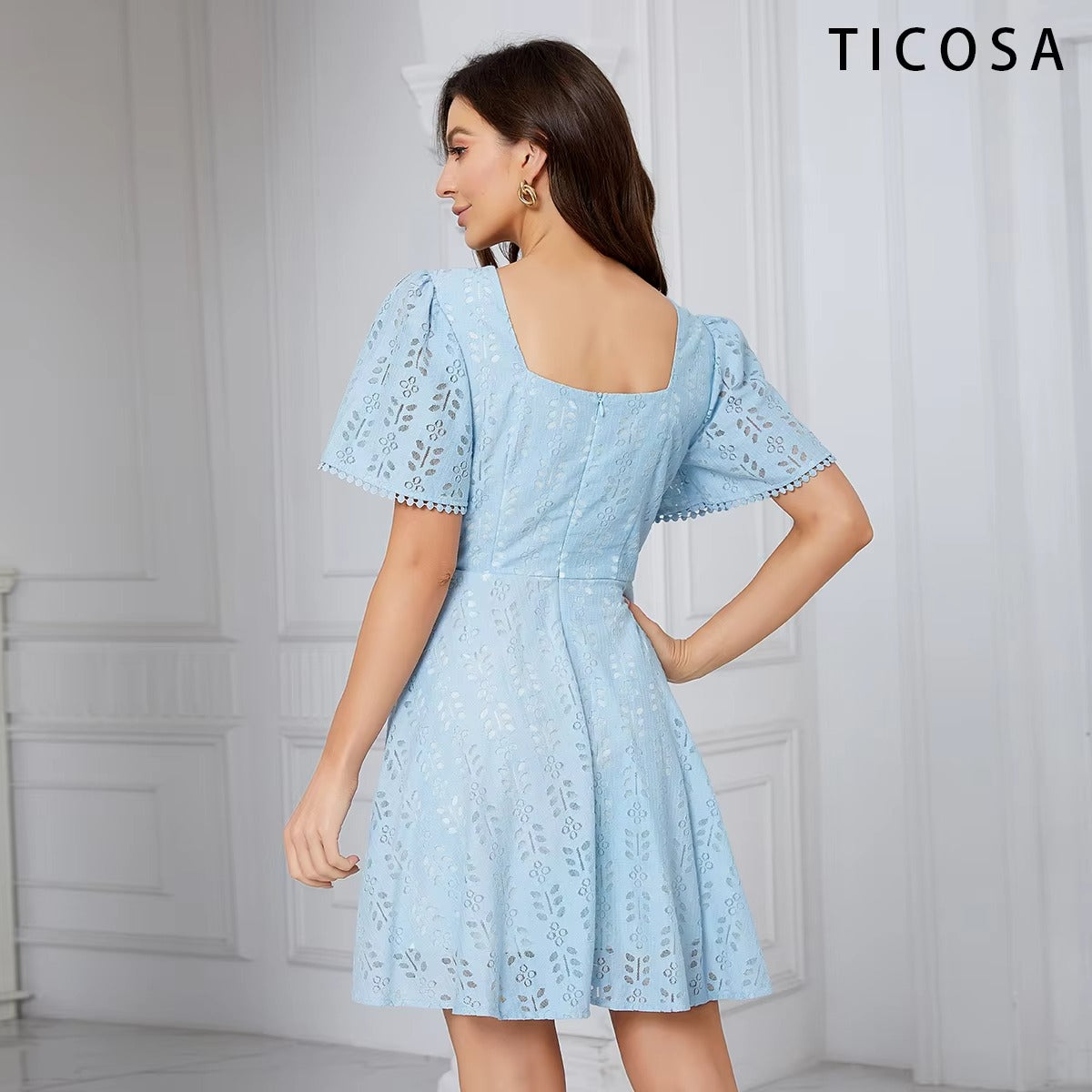 TICOSA Party Dress Sexy Evening Women's Club Dress Plus Size Latest Western Pattern Ladies Evening Lace Dress