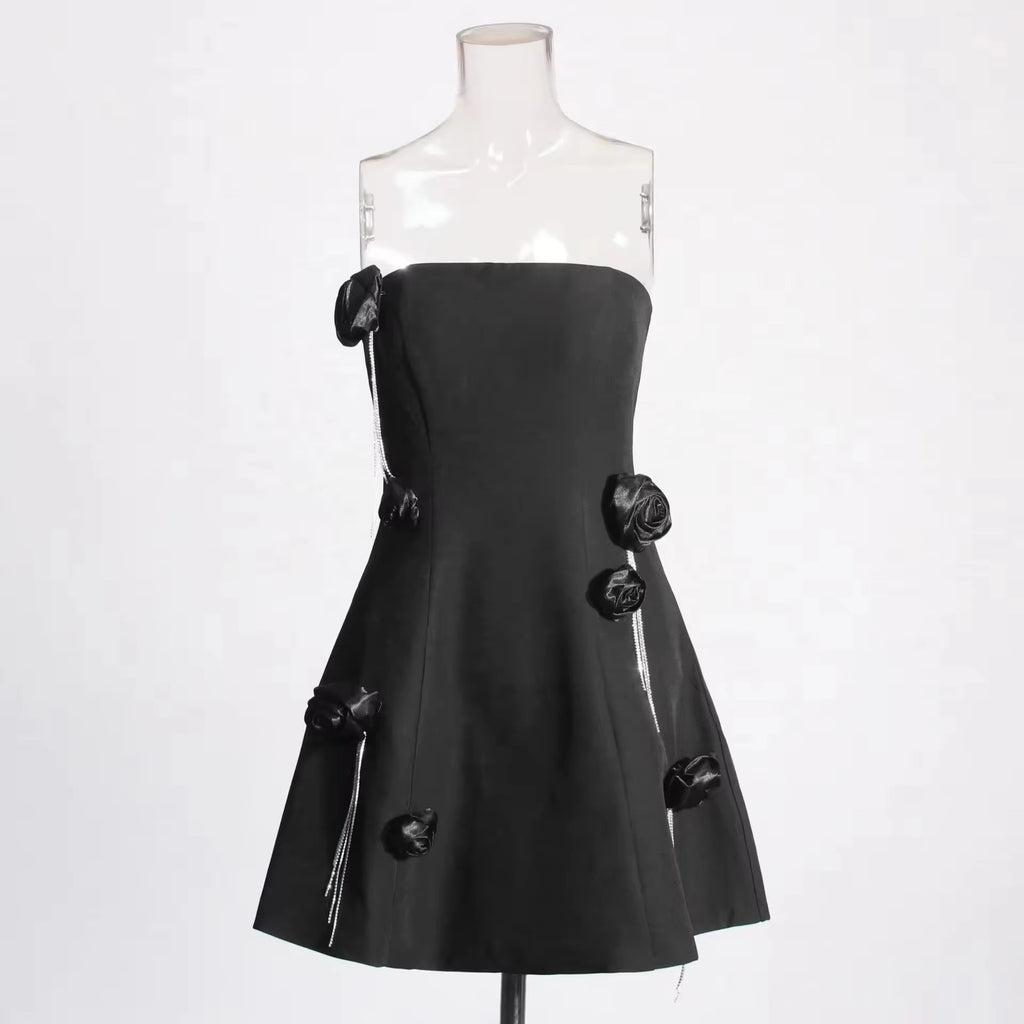 New French Style Dresses Sexy Cool Floral Tight Fitting Birthday Party Dinner Dress