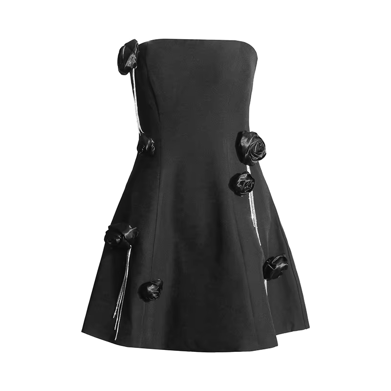 New French Style Dresses Sexy Cool Floral Tight Fitting Birthday Party Dinner Dress