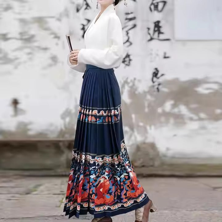 Wholesale Women Clothing Dress Horse Faced Skirts Chinese Style Red Half Skirts With Chinese Style