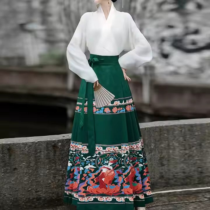 Wholesale Women Clothing Dress Horse Faced Skirts Chinese Style Red Half Skirts With Chinese Style