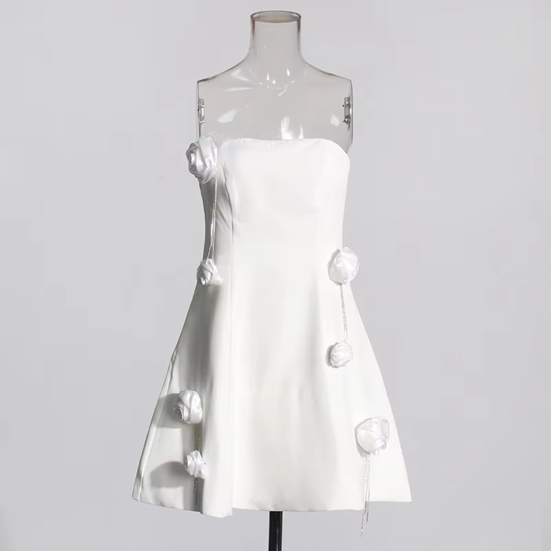 New French Style Dresses Sexy Cool Floral Tight Fitting Birthday Party Dinner Dress